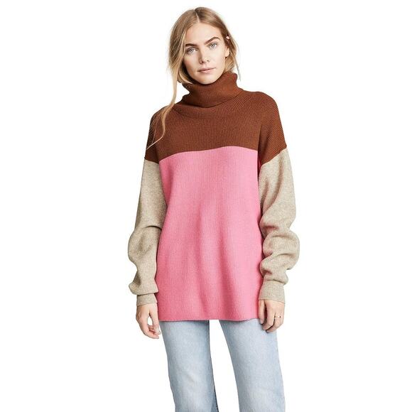 Free People Softly Structured Colorblock Sweater in Candy Pop - Picture 1 of 12
